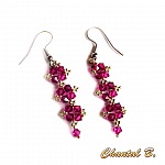 boucles d'oreilles cristal swarovski rose fuchsia et argent soirée mariage