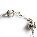 bracelet boules cristal swarovski perles de verre blanc nacré et argent 