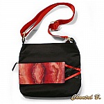 sac à main coton noir et soie rouge peinte Sibille bandoulière réglable