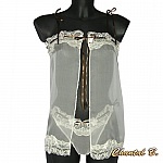 lingerie de nuit mariage Saint Valentin ensemble déshabillé Tara soie  ivoire et string fleurs soie perles
