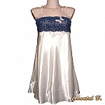 nuisette satin ivoire dentelle et papillon bleu 
