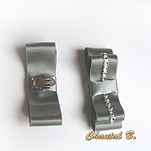 accessoire chaussures mariée clips noeud satin gris mariée et argent