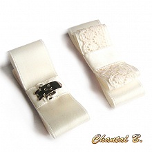 clips chaussures mariée noeud satin et dentelle ivoire mariée