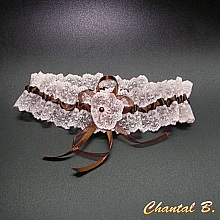 jarretière mariage romantique dentelle saumon et chocolat