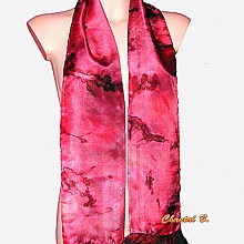 foulard soie rouge et noir à volants mousseline Lara