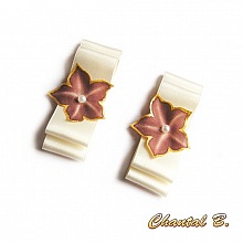 clips chaussures mariage noeud satin ivoire mariée et fleur de soie choclat