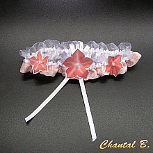 jarretière mariage satin blanc dentelle et fleurs soie saumon Adelinda