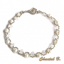 bracelet swarovski perles tissées swarovski cristal perles nacrées et argent romantique mariage