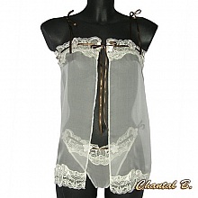 lingerie de nuit mariage Saint Valentin ensemble déshabillé Tara soie  ivoire et string fleurs soie perles