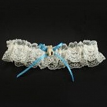 Jarretière ivoire dentelle coquillage thème mer