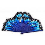 Eventail en soie peinte à la main. 'Monarque blu'