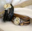 montre cuir grav&eacute;e pour femme