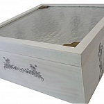 Boite en bois romantique couvercle en verre