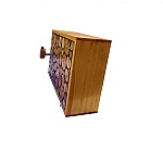 Porte-manteaux mural rectangulaire en rondin de bois couleur miel a 1 patère et porte clé 30x20 cm