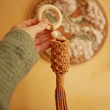 Petite suspension en macramé pour mini plantes avec corde coton Beige sable