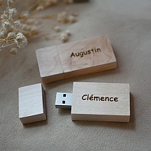 Clé USB en bois 32 Go rectangulaire à personnaliser par gravure