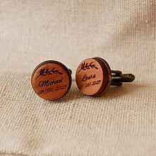 Boutons de manchette bois serti bronze vieilli 16 mm personnalisable