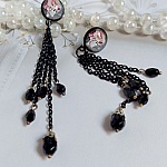 BO Ode Rose et Noire créées avec poires facettées, cabochons verres, puces et chaîne métal 