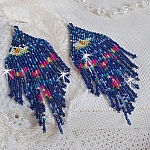BO Nénuphars montées avec des rocailles et crochets d'oreilles en argent 925/1000. 