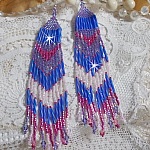 BO Constellation aux rocailles et tubes en Verre, toupies en cristal et crochets en Argent 925/1000 