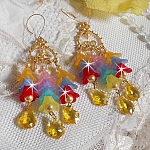 BO Garden Flowers montées avec des gouttes, perles rondes nacrées en Cristal, fleurs lucites, perles en Verre sur crochets diamantées en Gold Filled 14 carats