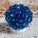 Bague Saphir avec des Cristaux de Swarovski et des perles de bohême