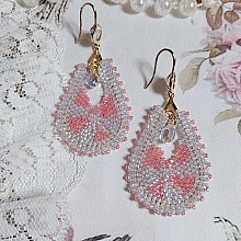 BO Florentine Lavande montées avec rocailles en verre, perles cristal Swarovski et crochets laiton
