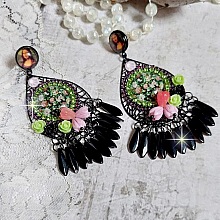 BO La Jocondine montées avec estampes, cabochons verre, dagues, perles résine et perles cristal Swarovski