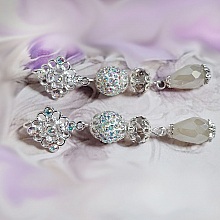 BO Lumière Pétillante créées avec perles strass, gouttes, rondes aplaties verre et perles Crystal Swarovski