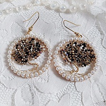 BO Perline Black Nacré créées avec pendentifs perles, rondes aplaties verres et crochets laiton