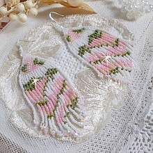 BO Matin Lumineux montées avec des rocailles, toupies en Cristal de Swarovski White Opale AB et dormeuses en argent 925/1000