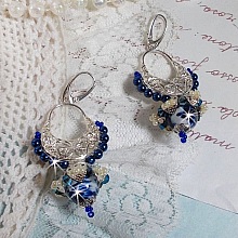 BO Lotus Flowers sont montées avec chandeliers demi-lune motif papillons et fleurs, perles de Venise, estampes, coupelles, toupies, rocailles et dormeuses en Argent 925