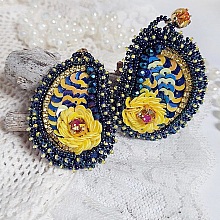 BO Cara Royal Soleil brodées avec perles verres, sequins, rocailles et perles Cristal Swarovski