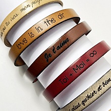 Bracelet cuir personnalisé homme ou femme gravé prénoms ou message