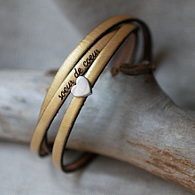 Bracelet femme cuir personnalisable au charme coeur argenté - cadeau marraine