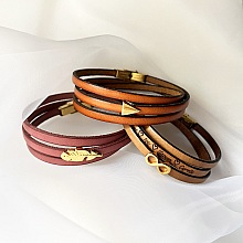 Bracelet cuir multi-tours personnalisable décor doré infini ou plume 