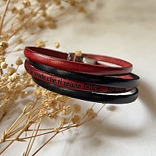 Bracelet cuir double en duo à personnaliser par gravure