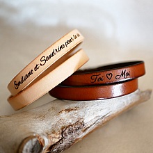 Bracelet cuir double tours de poignet pour homme personnalisable par gravure