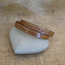 Bracelet cuir double tours de poignet personnalisable par gravure