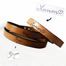 Bracelet cuir personnalisable par gravure d'écriture manuscrite en simple, double ou triple tour