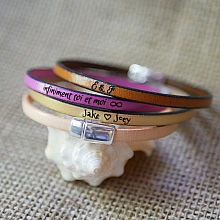 Bracelet cuir fin fermoir magnétique personnalisé par gravure femme ou homme
