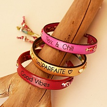 Bracelet Florâme à personnaliser au cordon liberty et cuir au choix à graver