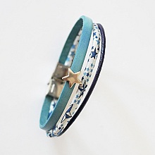 Bracelet Trio de cuirs et cordon Liberty étoiles bleues