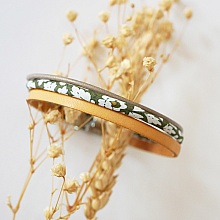 Bracelet Trio de cuirs et cordon Liberty fleurs kakis