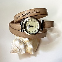 Montre bracelet triple tour personnalisable au cadran bronze 