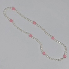 Ras du cou de princesse en perles blanches et grosses perles roses